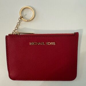 Michael Kors jet set travel small saffiano leather coin pouch wallet key chain